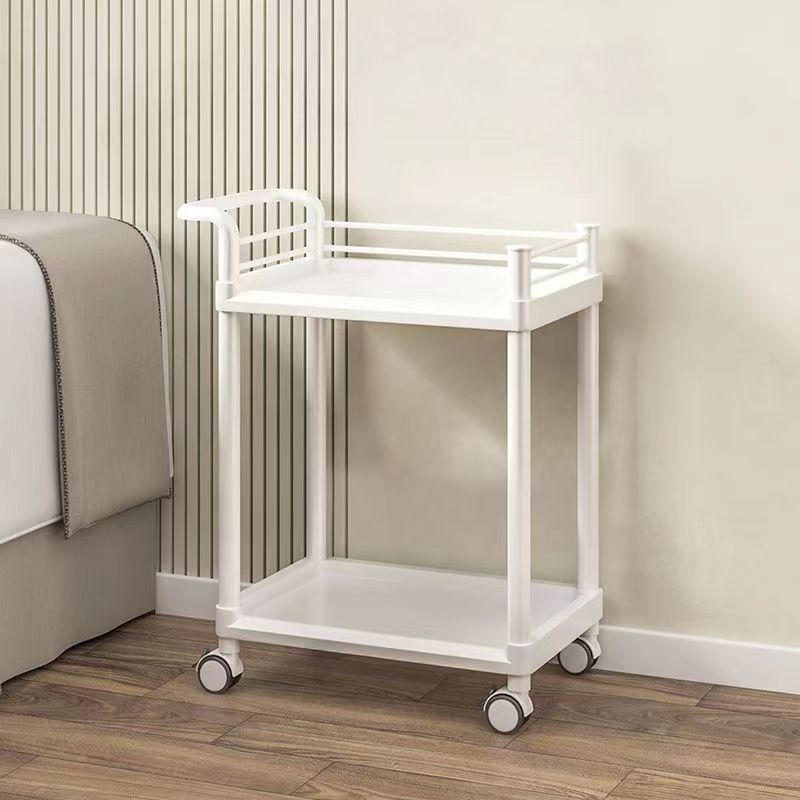 Blanco de moda (nueva actualización y grosor) - carro de dos pisos (con poleas + sin cajones)