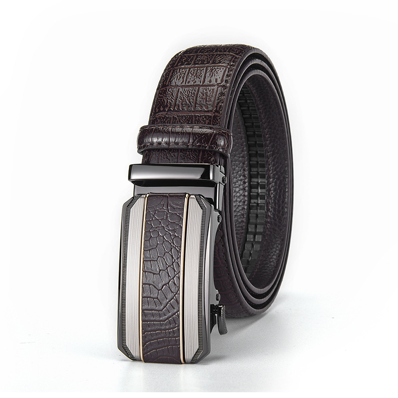 Crocodile Pattern Automatic Buckle Belt For Men Trendy Waistband_voghion.com