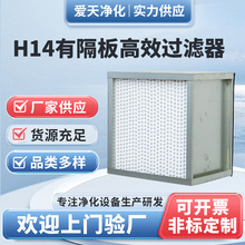 H14有隔板高效过滤器耐高温高效有隔板过滤器H14高效空气过滤器