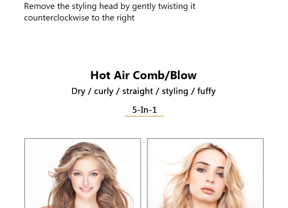 High-speed 5-in-1 Warmluftbürste Zum Locken Und Glätten Der Haare_voghion.com