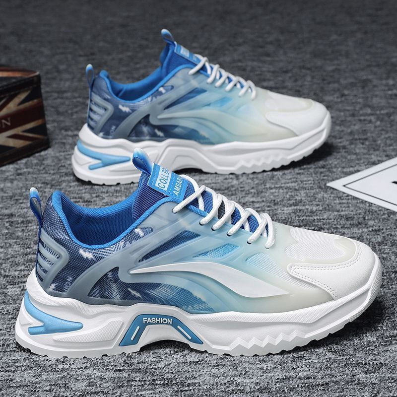 Zapatos de hombre de verano 2025, nuevos zapatos de corrida de malla, popularidad en línea, zapatos de moda de suela gruesa para hombres
