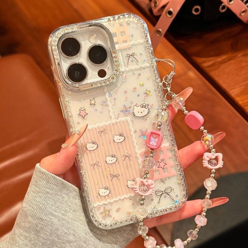 ダイヤモンドフレームkt猫星柄 Apple 17promax対応 高級感スマホケース iPhone16 ネット人気 大きめホールケース|undefined