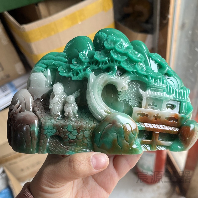 QUARTZITE 합성 장식품 모방 DUSHAN 옥 조각 풍경 장식품 홈 풍수 공예 선물 옥 장식품