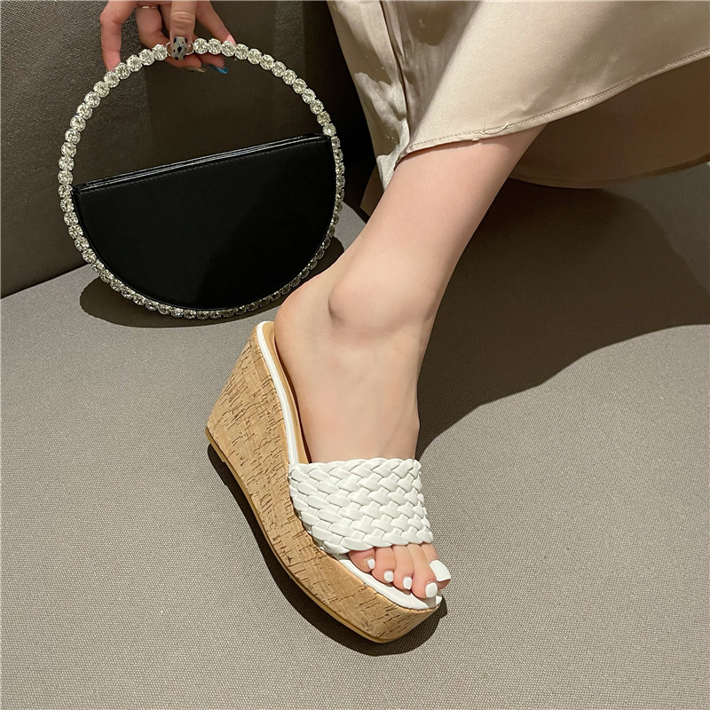 Woven strap thick slide sandals NSHU44689