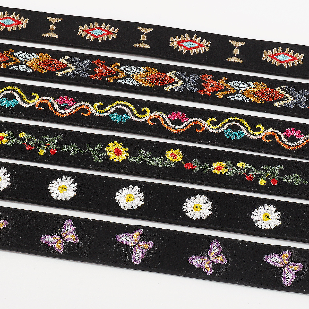 Cool Style Eye Flower Butterfly Pu Leather Emoroidery Womenu0027S Bangle 1 Piece