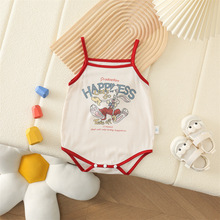 夏季0-1岁婴儿护肚背心薄款可爱卡通睡觉护肚子包屁衣宝宝连体衣