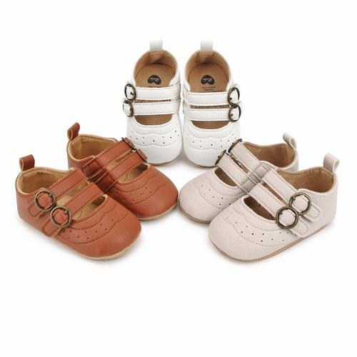 春秋款0-12个月宝宝公主鞋 包头双魔术贴超软胶底舒适婴儿学步鞋