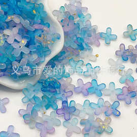 12mm桂花瓣四叶草四瓣花DIY手工发簪材料磨砂洒金发饰花托配件