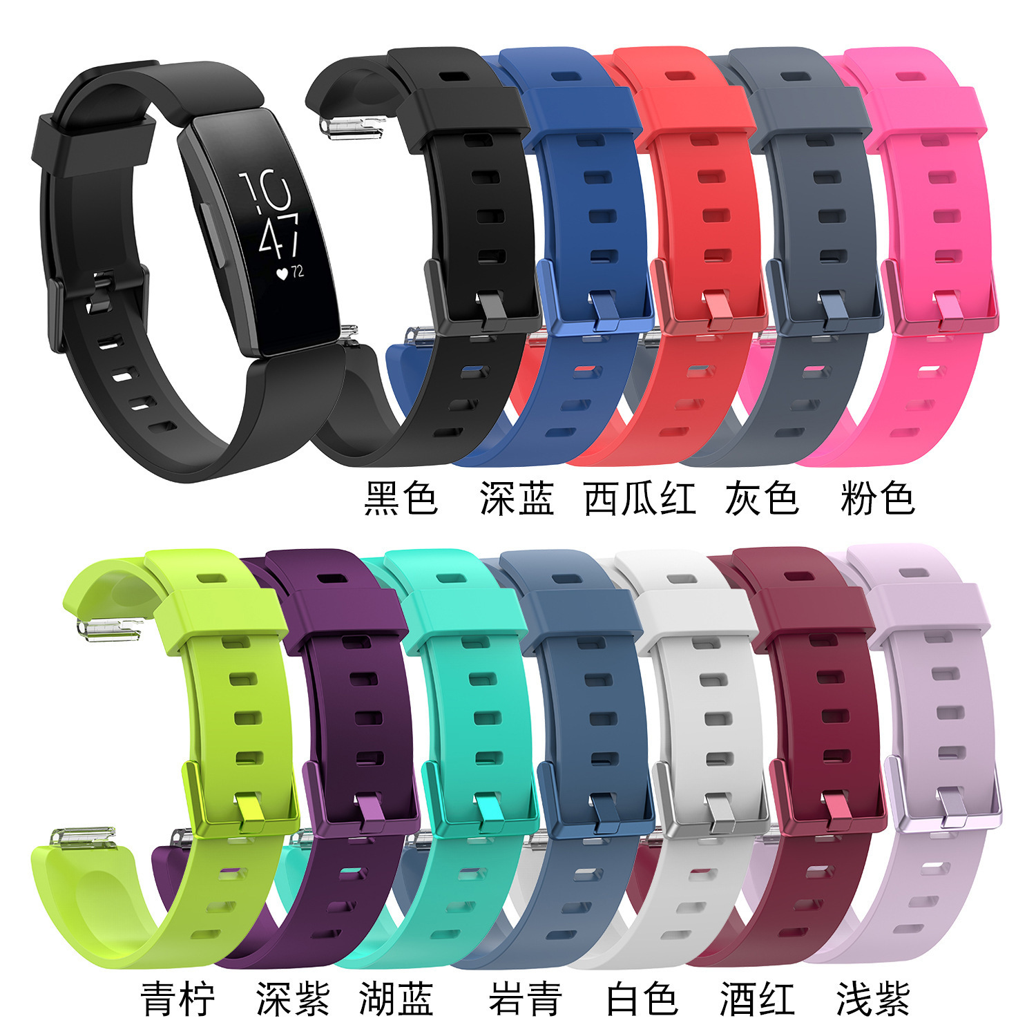 Fitbit Inspir Watchband Buckle inspire HR Wristband Vent Holes Silicone Strap