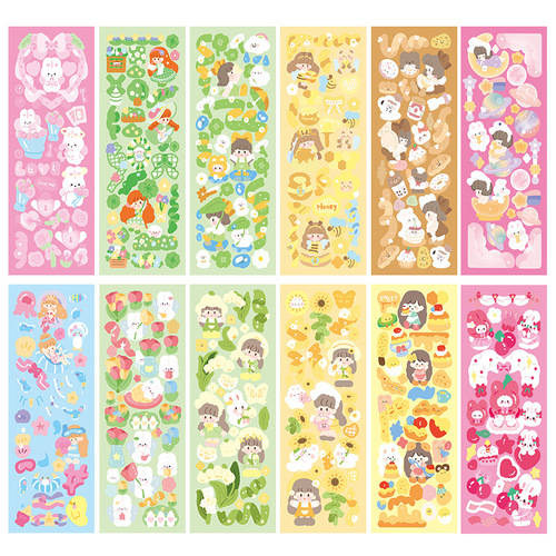 Laser goo card stickers for children, non-repeating diy handbook material decorative stickers, Korean girl heart ins stickers wholesale