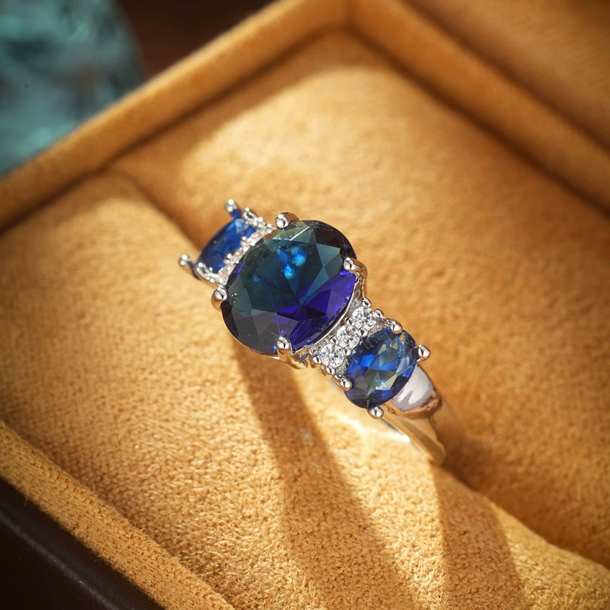 (Граница торговли), модное кольцо, синяя Jewelry, вставка сапфирового камня, ноготь украшение, новая коллекция, стиль высокого качества