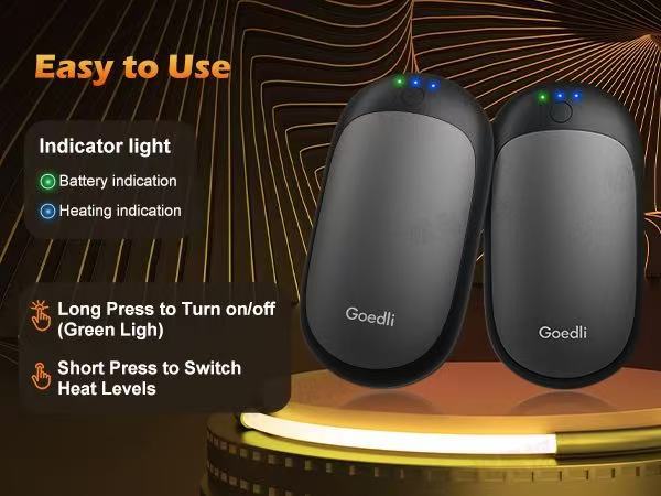 휴대용 충전식 손난로 양면 발열 3단 온도조절 5600mAh