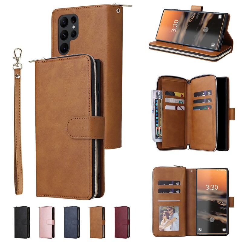 Suitable for Samsung S26Ultra Nine-Carat Zipper Bag Mobile Phone Leather Case S25Fe Multi-Functional Wallet Style Protective Case A16