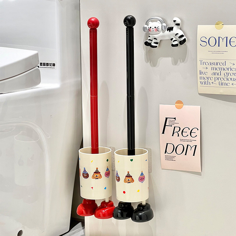 Cute Cartoon Toilet Brush, No Need for Drilling, No Dead Corners, Household Bathroom Cleaning Brush, Wall-Mounted