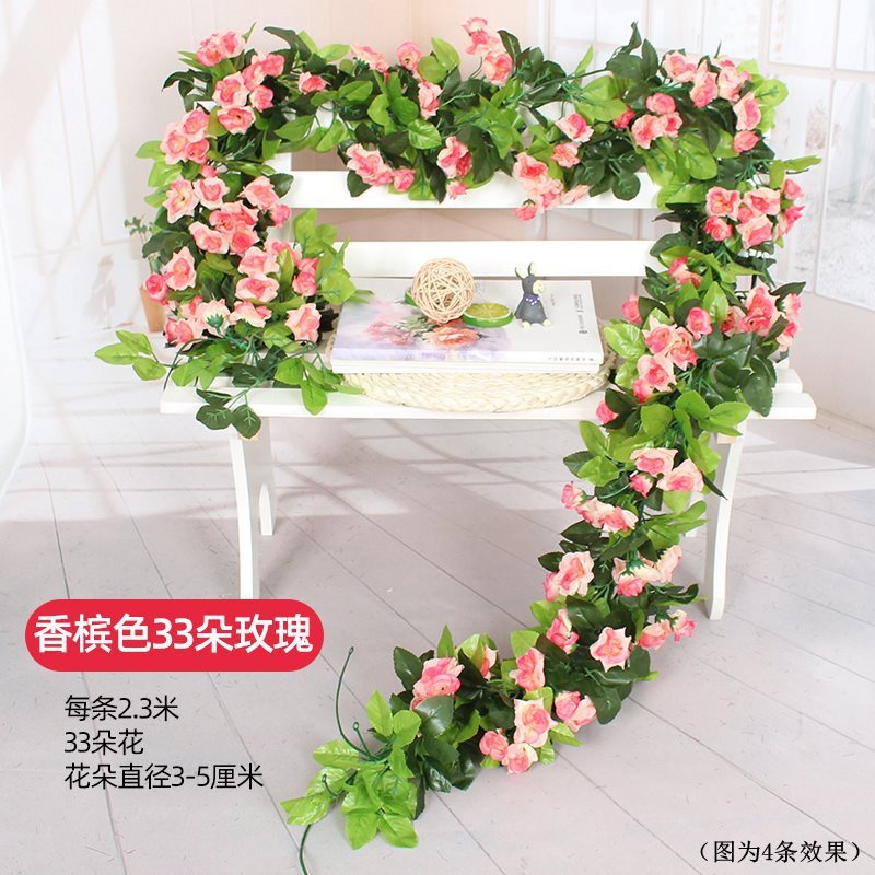 模擬バラの花の籐の天井装飾造花の蔓が暖房、エアコン、水道管をカバーし、プラスチック植物を巻き付ける|undefined