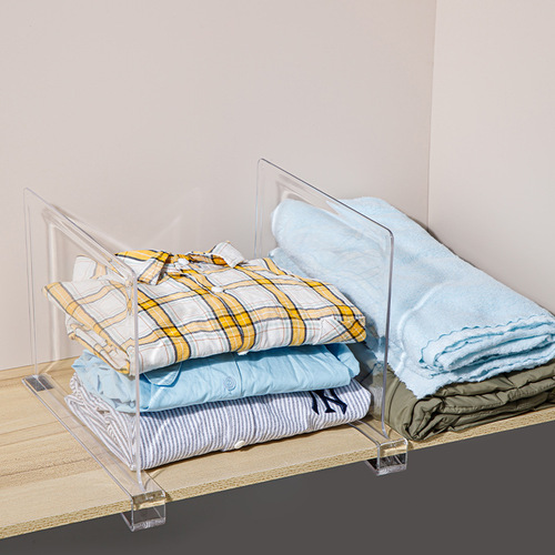 Cross-border best-selling transparent plastic bookshelf wardrobe book divider clamp-style organization sorting board clothing separator