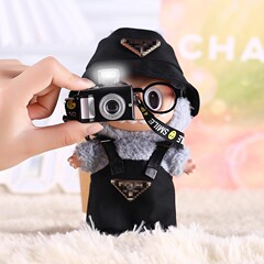 labubu拉布布一代站姿10cm潮牌娃衣背带套装搪胶公仔服装鞋帽配饰
