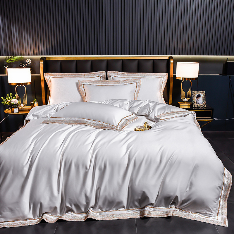 100 algodón australiano largo algodón satin homenaje bordado cuatro piezas set de algodón desnudo cama cama cama de gama alta