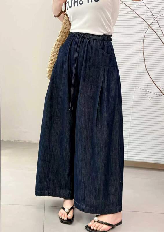 Tencel Denim Cropped Pants 2026 Summer New Style Fashionable Elastic Waist Loose Wide-Leg Casual Pants for Women 2399 Tencel Denim Cropped Pants 2026 Summer New Style Fashionable Elastic Waist Loose Wide-Leg Casual Pants for Women 2399