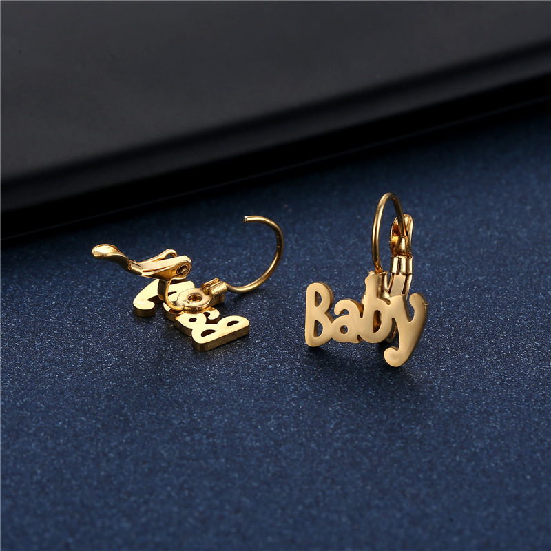 Letters Alphabet Ear Buckle English Alphabet Baby Stainless Steel Ear Buckles display picture 5