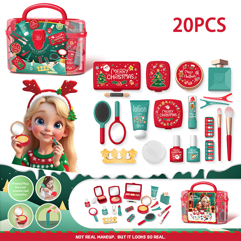 Navidad infantil imitación de sombras de ojos maquillaje juguetes de maquillaje para niñas en el hogar no borrable princesa maquillaje cubierta