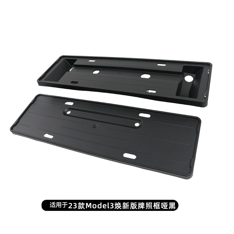 Tesla License Plate Frame for 2023 Tesla Model 3 Facelift (Other Car Modifications) - model-3-facelift-license-plate-frame-matte-black