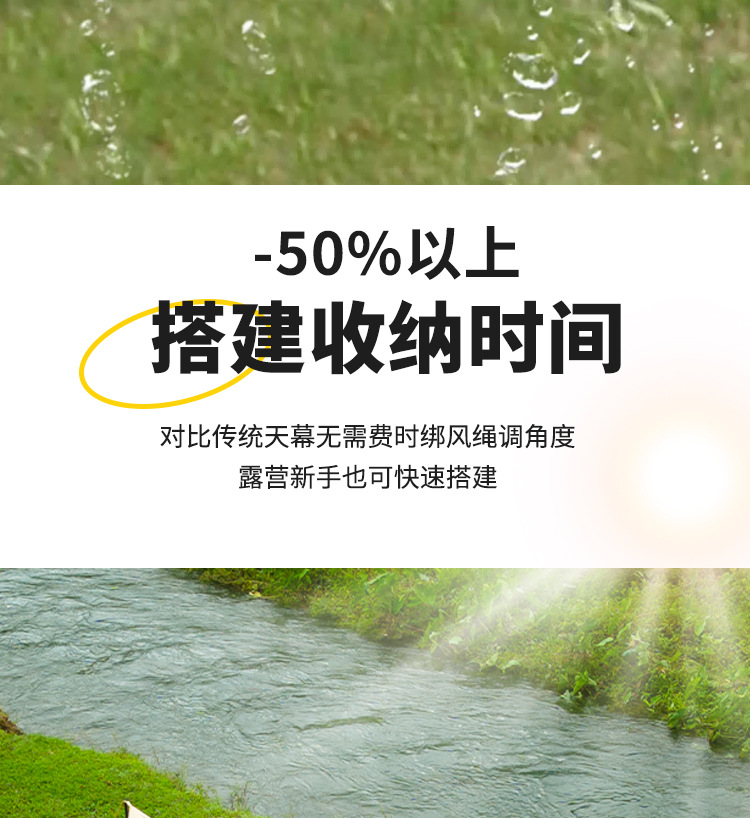 Outdoor Swallowtail Canopy Sunshade, Windproof and Rainproof Camping Gear, Silver Black Glue Lazy Canopy Tent, No Need to Tie Ropes