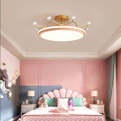 Nordic Crown Bedroom Ceiling Lamp Creative Warm Modern Light Luxury Second Bedroom Princess Girl Children's Room Chandelier