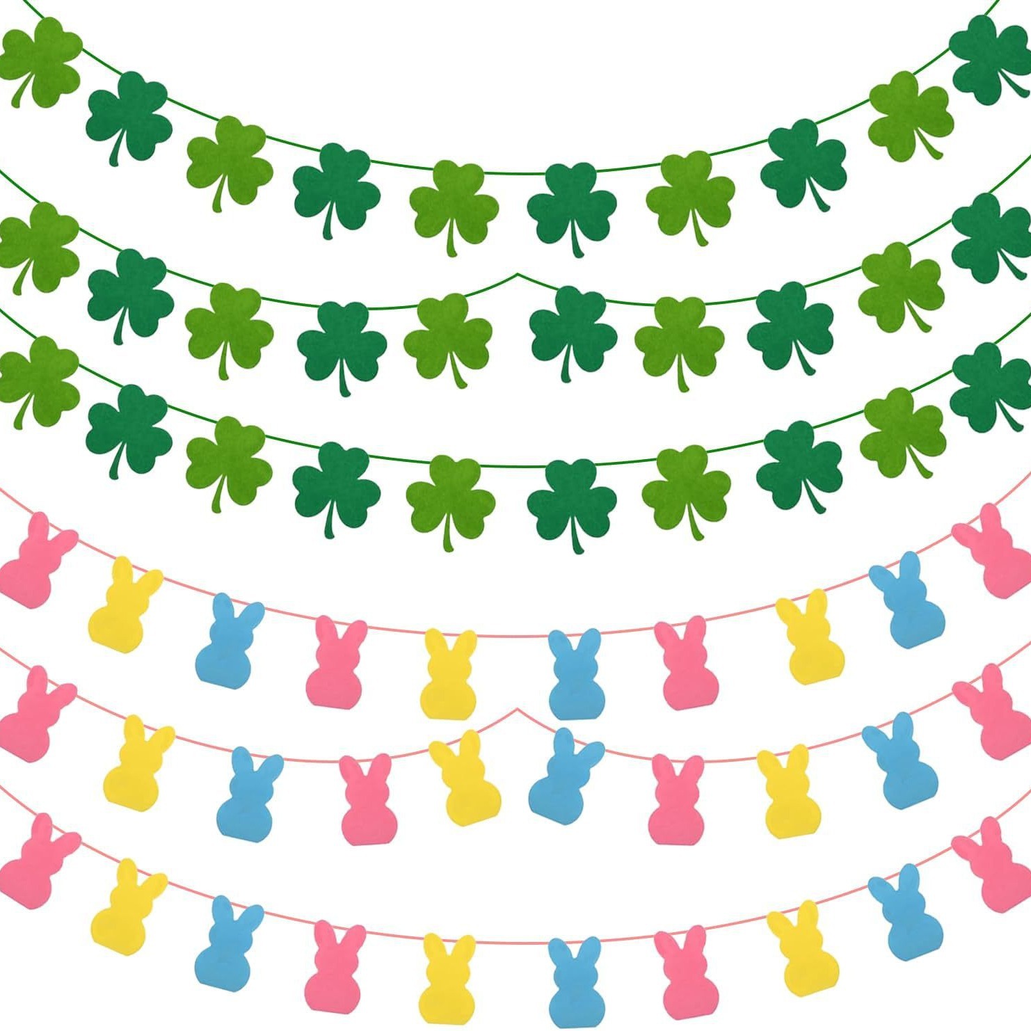 Bandera decorativa conejo de Pascua Trébol conejo de Pascua Garland hogar chimenea de pared Oficina transfronteriza