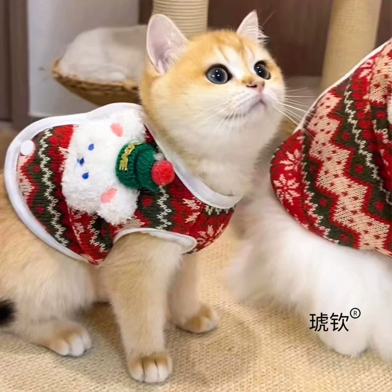 Одежда для кошек, осенне-зимний теплый и утолщенный рождественский жилет с медведем, синий кошачий жилет Ragdoll, милый короткий жилет для домашних собак в британском стиле