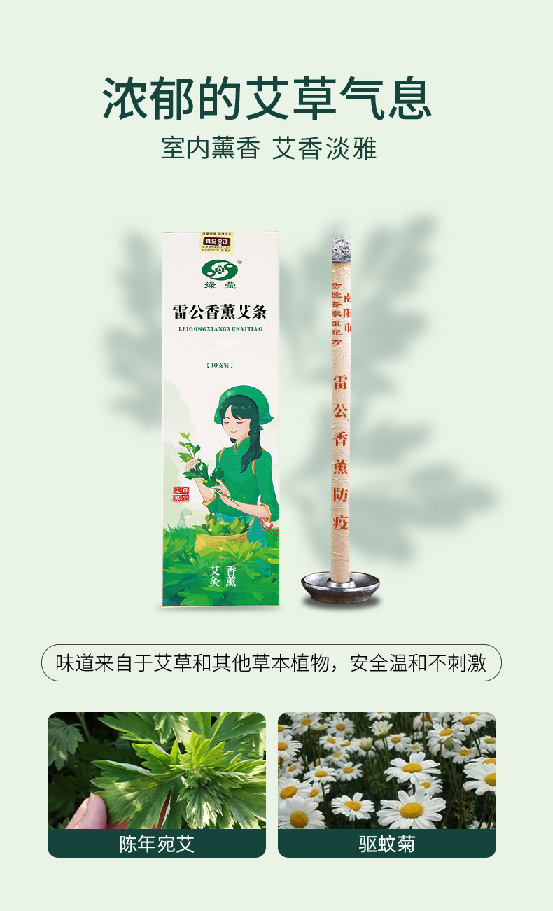 Moxa Stick Ai Tiao 艾条 Artemisia argyi Smoke Stick 10 Pcs 18x200mm Home Moxibustion and Air Purifying quality and texture