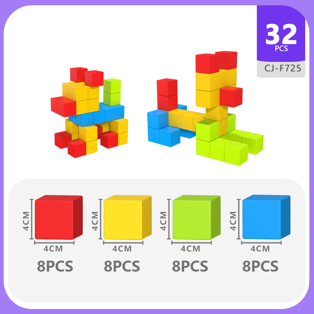 Gráficos estéreo magnéticos transfronterizos bloques de construcción geométricos cubos magnéticos de 40mm bloques de construcción magnéticos de seis lados