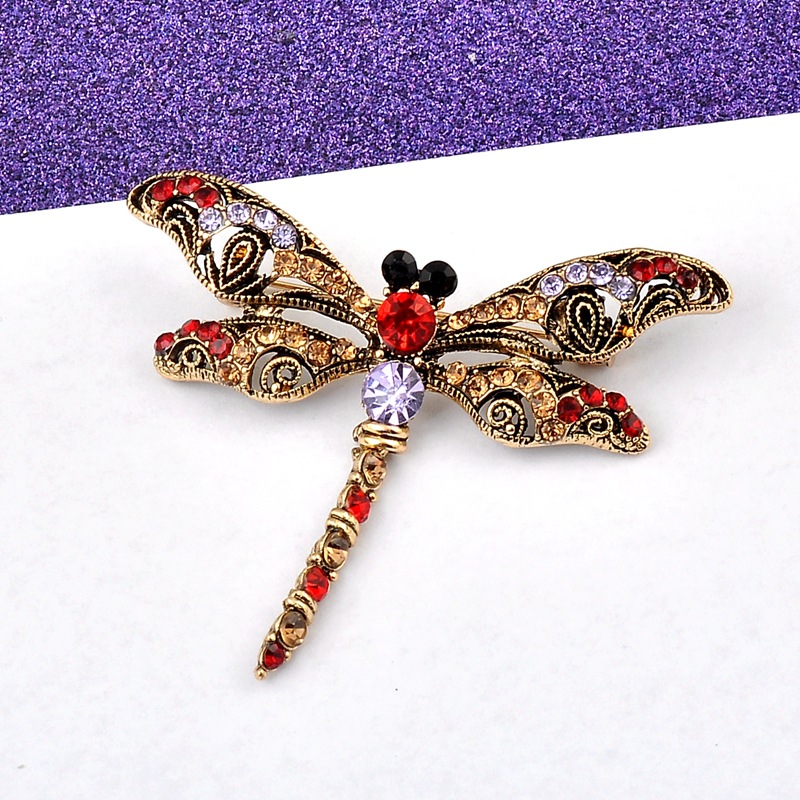 Retro Dragonfly Alloy Inlay Rhinestones Women's Brooches display picture 3