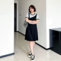 夏季大码拼接学院风连衣裙
