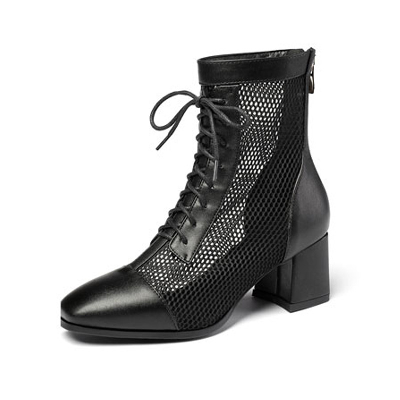 跨境女鞋网靴镂空夏季凉靴网网大码40-43外贸跨境成都小码313外贸