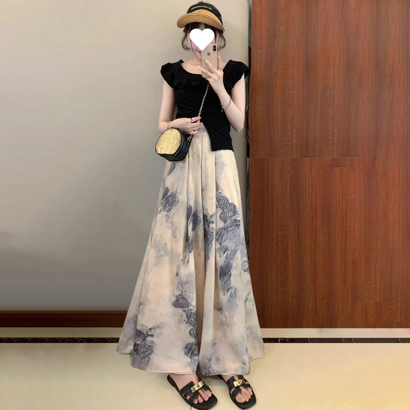 밤하늘 블랙 투피스 블랙 탑 + 잉크 팬츠