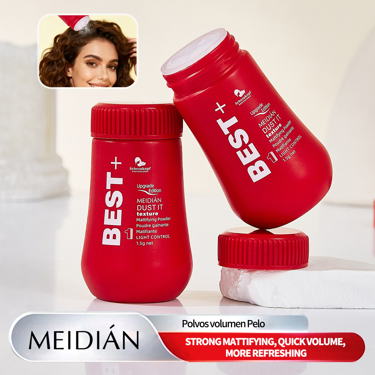Polvo esponjoso transfronterizo, polvo de polipropileno sin lavado, cabeza de aceite de desengrasamiento, pulverización de modelado, polvo de cabello seco en stock al por mayor