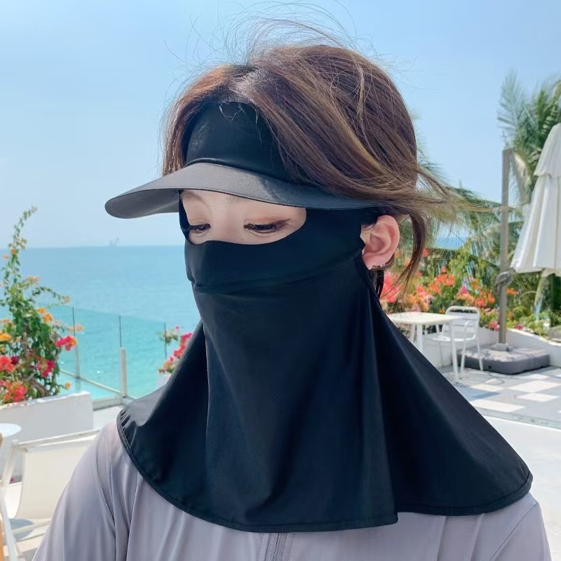 Ciclismo máscara solar para mujeres verano cubre todo el rostro protector anti-UV chaqueta máscara de hielo máscara de sombreador solar velo transpirable