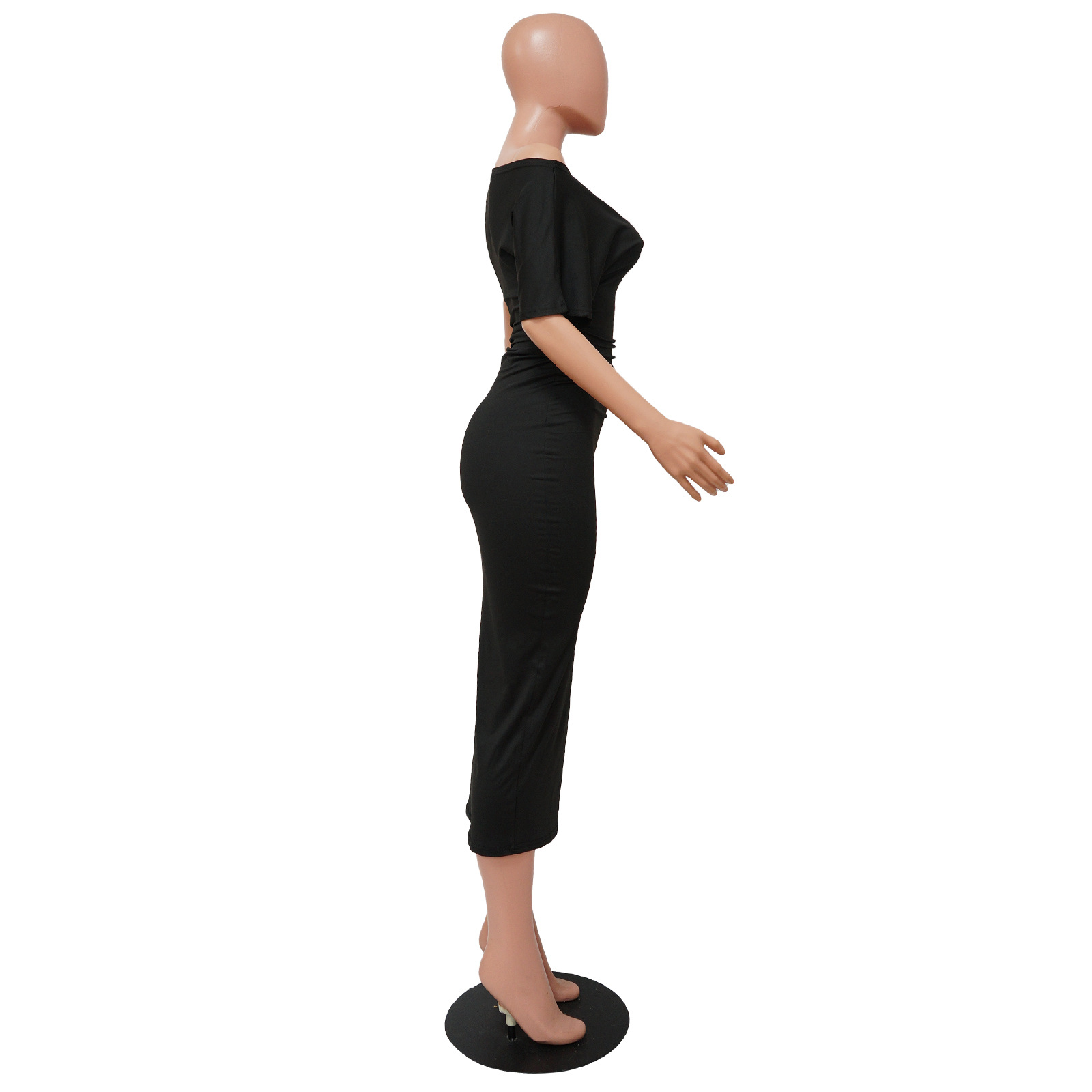 Women Clothing Popular Solid Color Pleated Slim-Fit Oblique Shoulder Dress 6 Women Clothing Popular Solid Color Pleated Slim-Fit Oblique Shoulder Dress