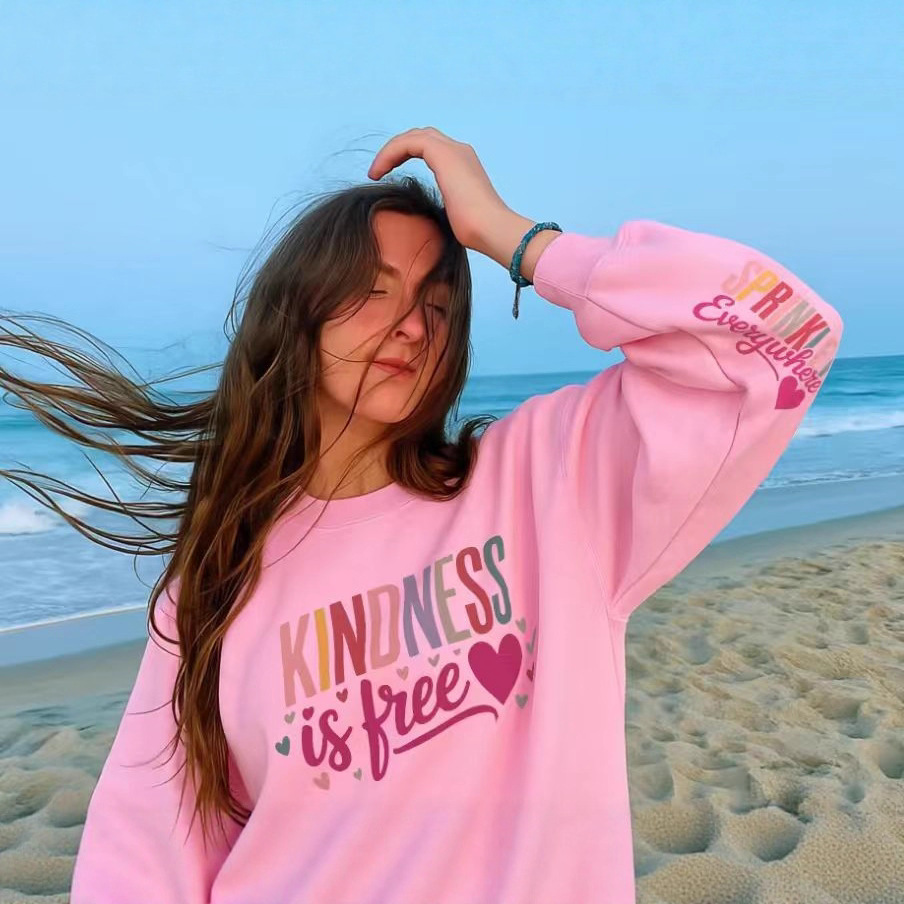 European and American Cross-Border Autumn and Winter Women's Casual Long-Sleeved Round Neck Printed Pullover Sweatshirt Wholesale