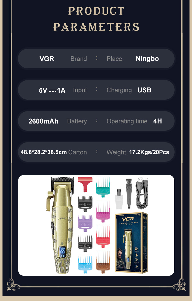 Professional Hair Clipper For Men Digital Display Salon Quality_voghion.com