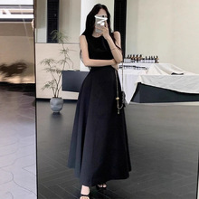 白色连衣裙子女夏季2025新款法式气质感无袖背心收腰显瘦长裙