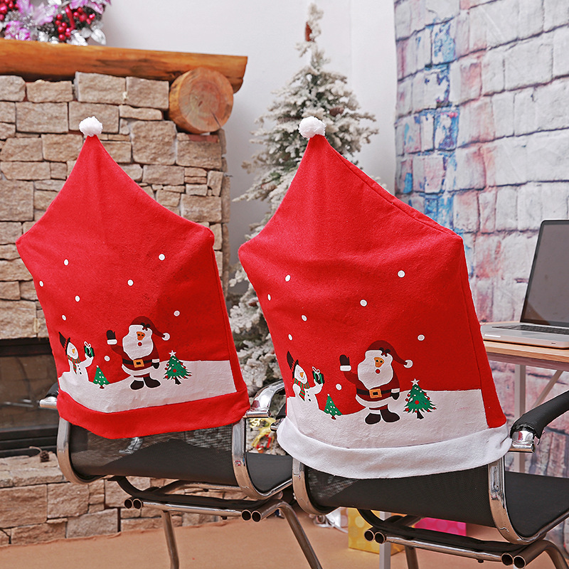 Christmas Decorations Creative Arrangement Holiday Party Dining Table Chair Cover Restaurant Chair Cover Christmas Hat
