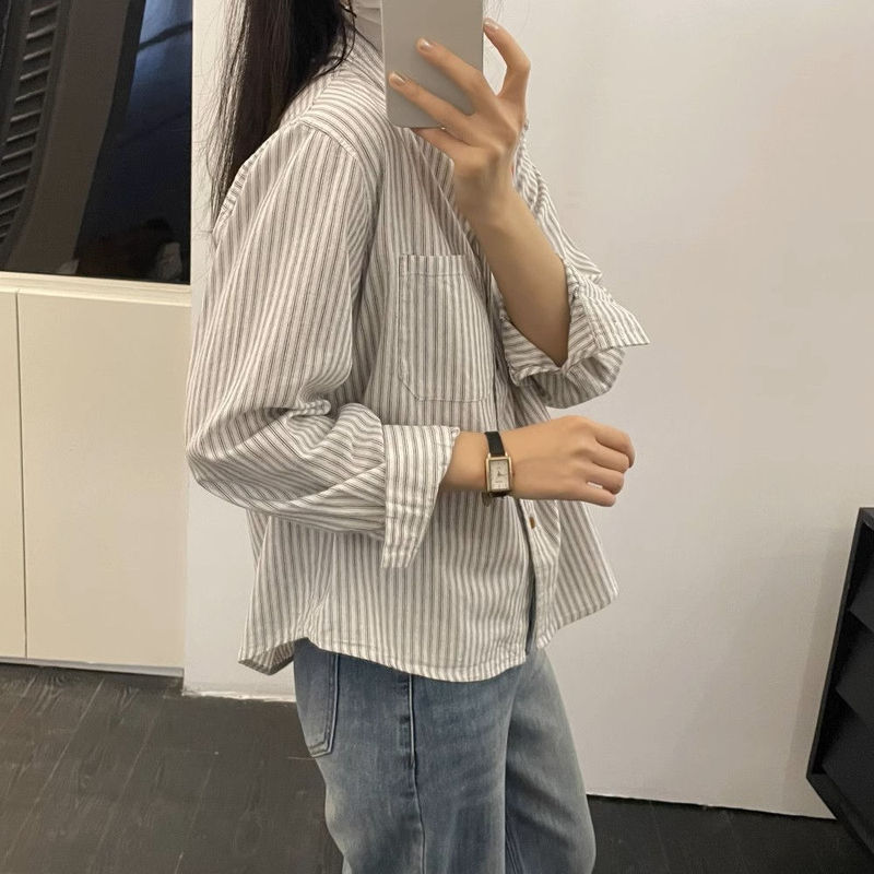 衬衣女2025早秋新款感轻奢减龄洋气复古港风穿搭宽松条纹衬衫|undefined