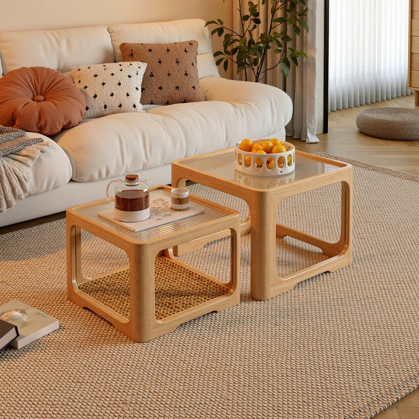 Mesa de té sala de estar doméstica 2026 nuevo tipo de casa pequeña mesas móviles sofá de madera maciza mesa de té