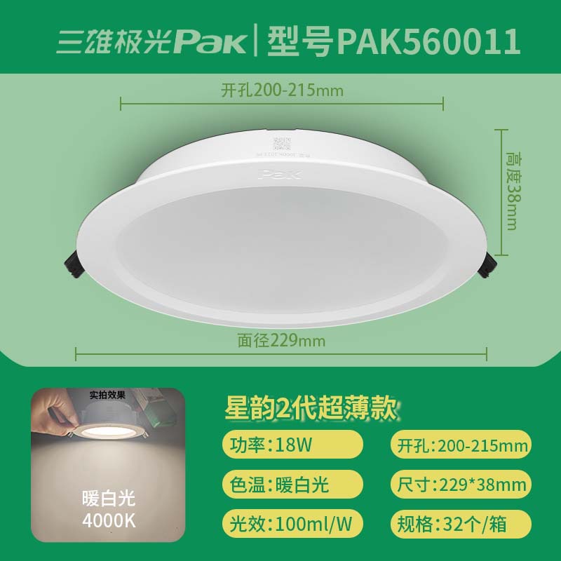 8 inch 18w warm white 4000K opening 20-21.5CM