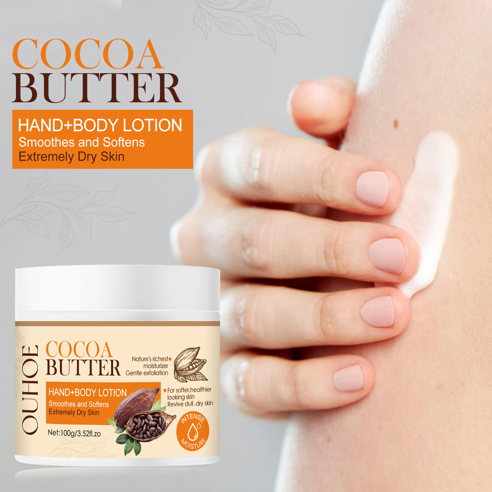 OUHOE Cocoa Butter Body lotion Lightens Acne Dark Skin, Moisturizes, Whitens and beautifies skin_voghion.com