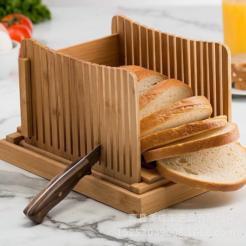Бамбуковый ломтик хлеба с несколькими решетками Кухонная бытовая ломтика тоста Многофункциональный ломтик для хранения хлебных крошек