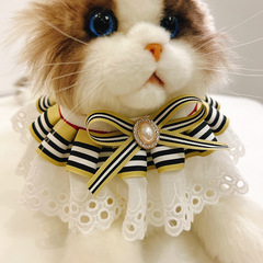 Amazon Cat Collar Scarf Academic Style Bowknot Lace Edge Collar Pet Water Towel Dog Scarf