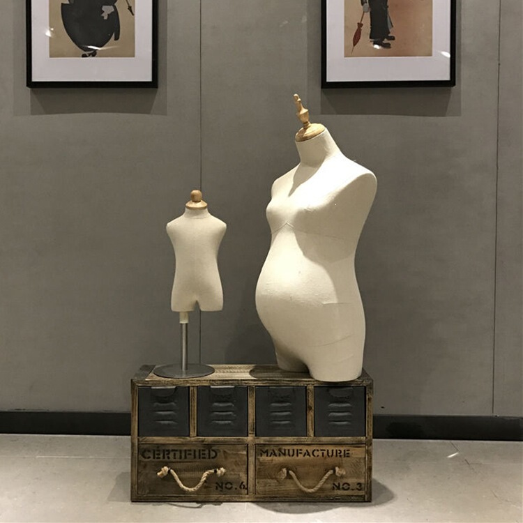 Pregnant Woman and Baby Wrap Cloth Model Props for Photography and Window Display, Half-Body Mannequin with Big Belly for Maternity and Baby Clothing Store Display